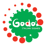 Immagine logo Godo Italian Dishes. Marchio per azienda internazionale creato dall'Agenzia di Comunicazione Holbein & Partners vicina a Venezia