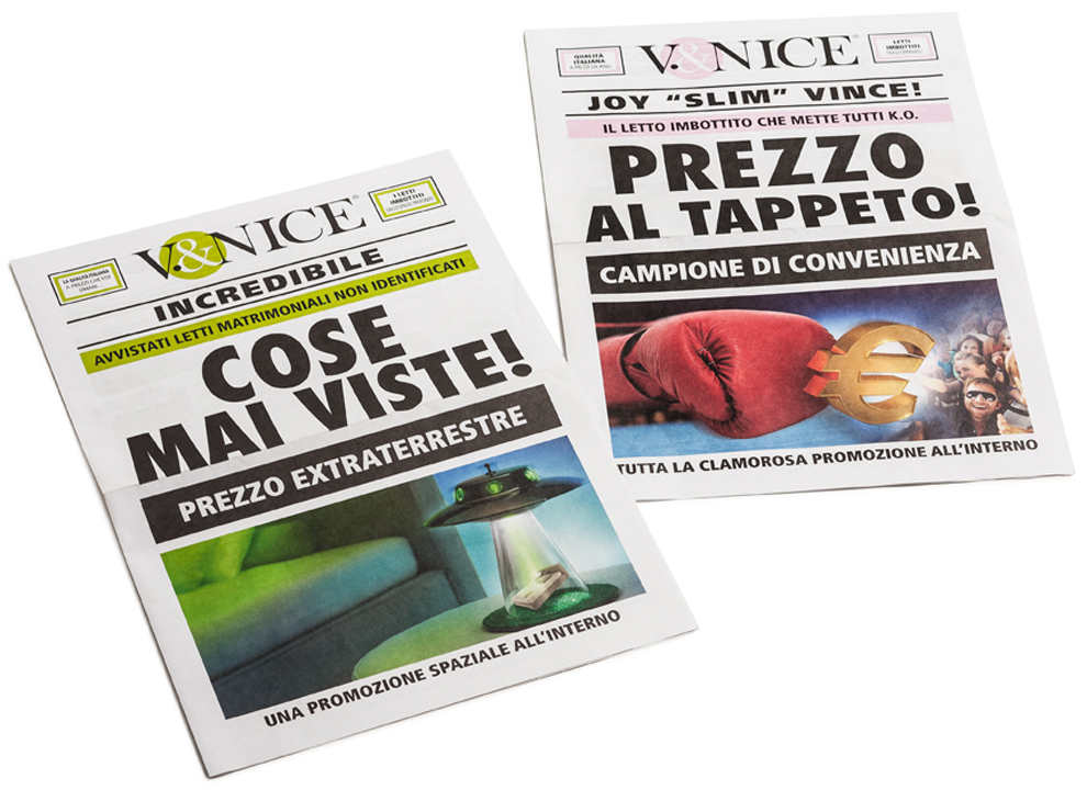 Cliente V&Nice, progettazione grafica di magazine promozionali.